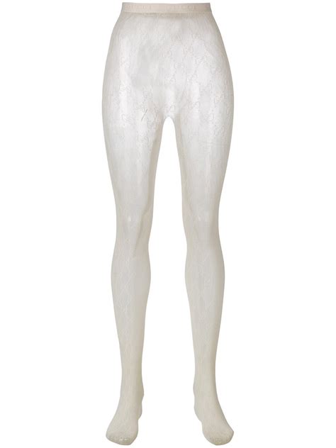 gucci white logo tights
